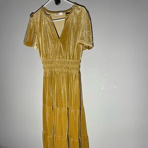 Long gold velvet dress